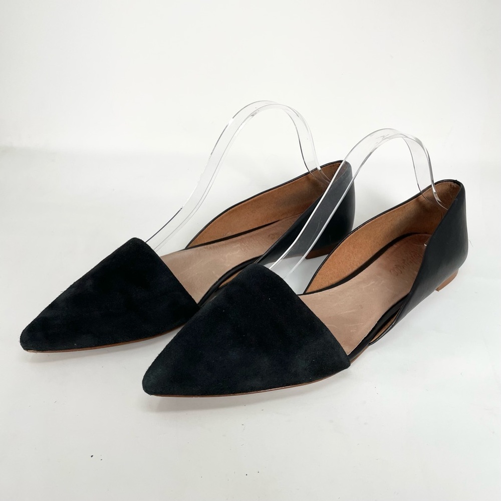 Madewell d’Orsay Pointed-Toe Flats Black Leather and Suede